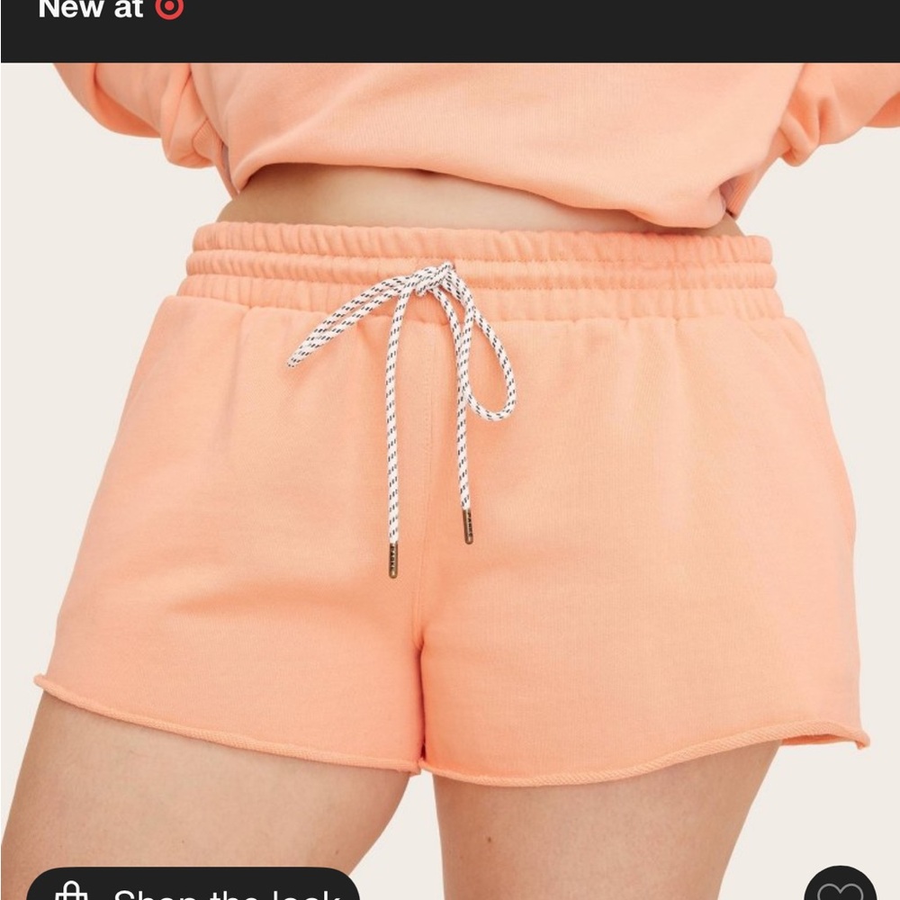 NWT Parke X Target Mid Rise Pull on Sweatshorts in Peach Orange
